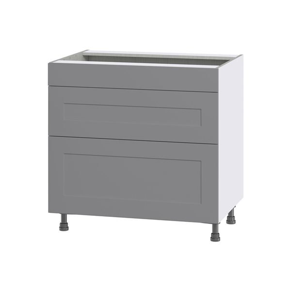 Hugo&Borg Beaumont 36 x 34.5 x 24.88-in Painted Slate Grey Drawer Base Semi-Custom Cabinet