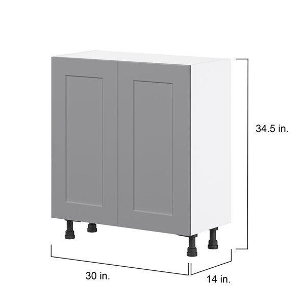 Hugo&Borg Beaumont 30 x 34.5 x 14.88-in Painted Slate Grey Door Base Semi-Custom Cabinet