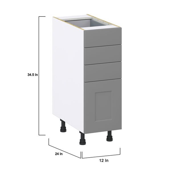 Hugo&Borg Beaumont 12 x 34.5 x 24.88-in Painted Slate Grey Drawer Base Semi-Custom Cabinet