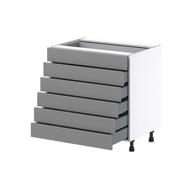 Hugo&Borg Beaumont 33 x 34.5 x 24.88-in Painted Slate Grey Drawer Base Semi-Custom Cabinet