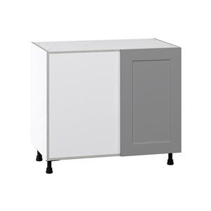 Hugo&Borg Beaumont 39 x 34.5 x 24.88-in Painted Slate Grey Blind Corner Base Semi-Custom Cabinet