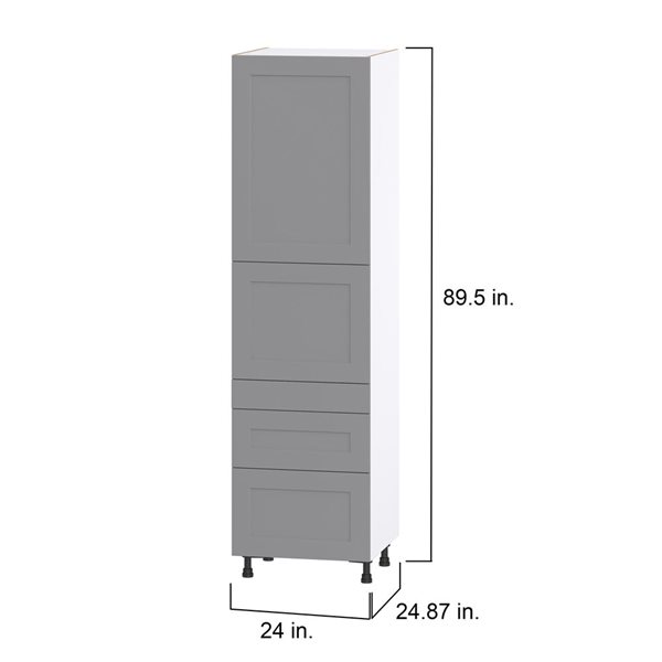 Hugo&Borg Beaumont 24 x 89.5 x 24.88-in Painted Slate Grey Door and Drawer Pantry Semi-Custom Cabinet