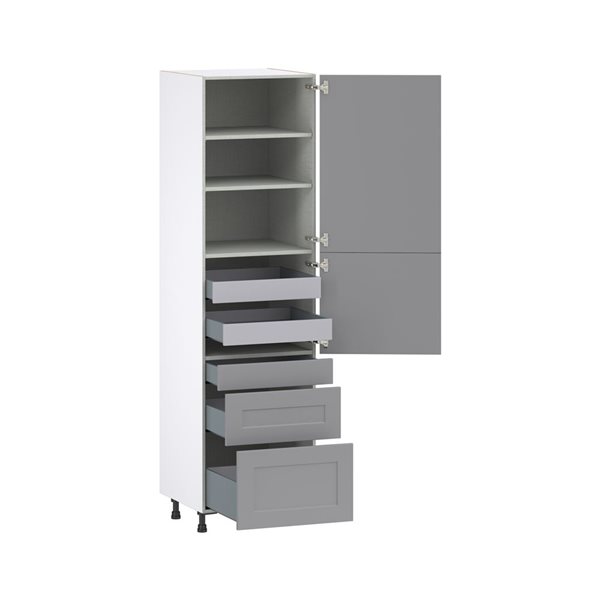 Hugo&Borg Beaumont 24 x 89.5 x 24.88-in Painted Slate Grey Door and Drawer Pantry Semi-Custom Cabinet