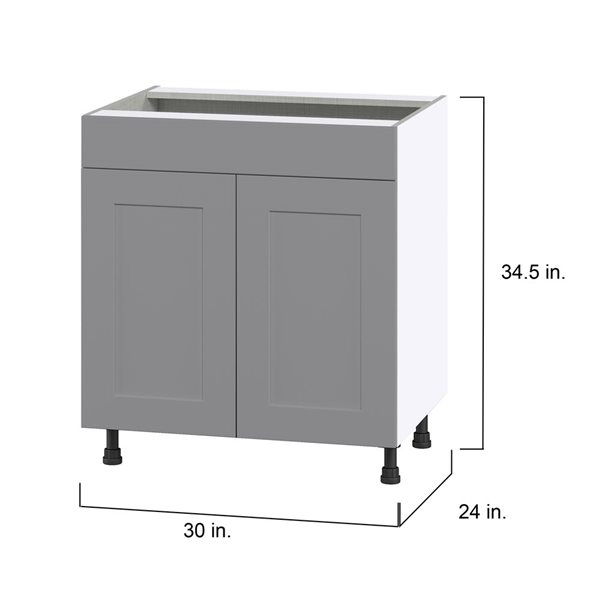 Hugo&Borg Beaumont 30 x 34.5 x 24.88-in Painted Slate Grey Sink Base Semi-Custom Cabinet