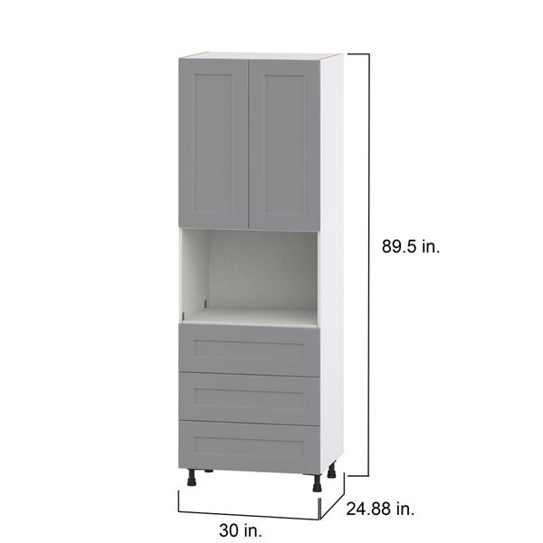 Hugo&Borg Beaumont 30 x 89.5 x 24.88-in Painted Slate Grey Door and Drawer Pantry Semi-Custom Cabinet