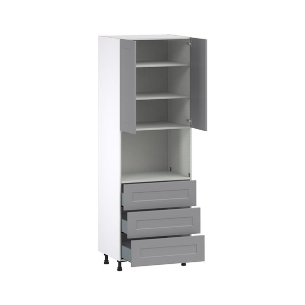 Hugo&Borg Beaumont 30 x 89.5 x 24.88-in Painted Slate Grey Door and Drawer Pantry Semi-Custom Cabinet