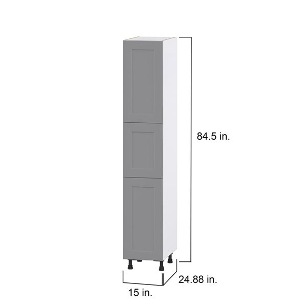 Hugo&Borg Beaumont 15 x 84.5 x 24.88-in Painted Slate Grey Door and Drawer Pantry Semi-Custom Cabinet