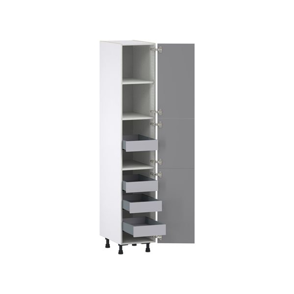 Hugo&Borg Beaumont 15 x 84.5 x 24.88-in Painted Slate Grey Door and Drawer Pantry Semi-Custom Cabinet