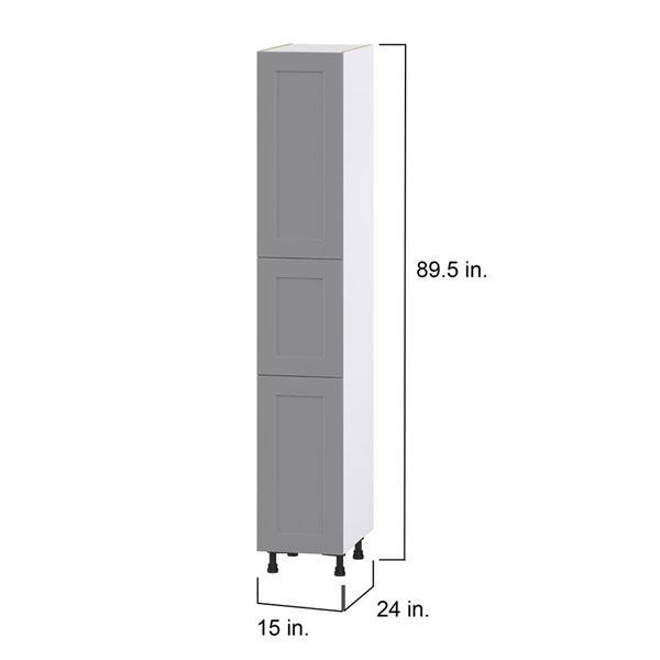 Hugo&Borg Beaumont 15 x 89.5 x 24.88-in Painted Slate Grey Door Pantry Semi-Custom Cabinet