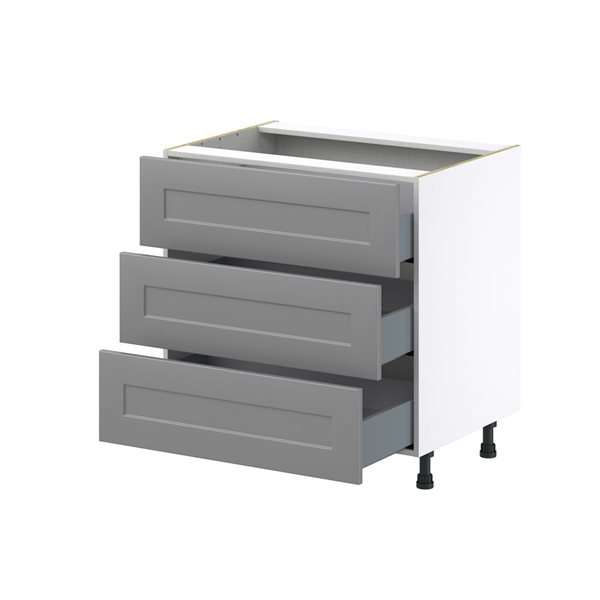 Hugo&Borg Beaumont 33 x 34.5 x 24.88-in Painted Slate Grey Drawer Base Semi-Custom Cabinet