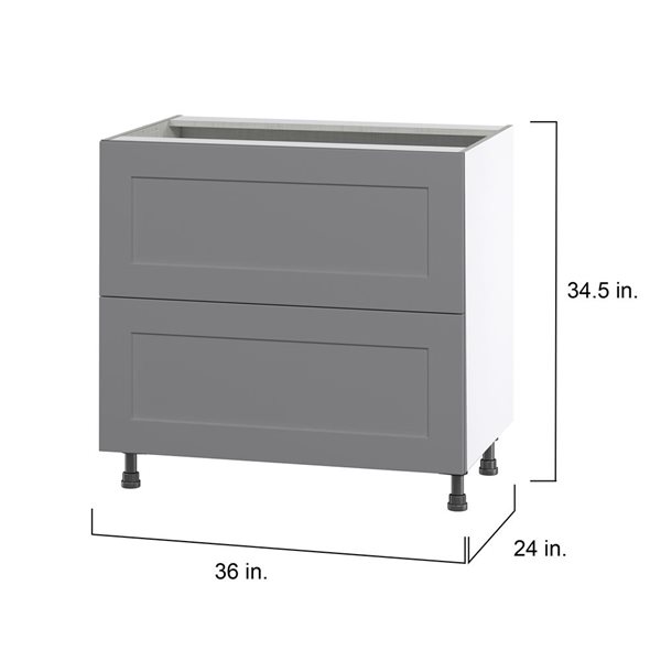 Hugo&Borg Beaumont 36 x 34.5 x 24.88-in Painted Slate Grey Drawer Base Semi-Custom Cabinet