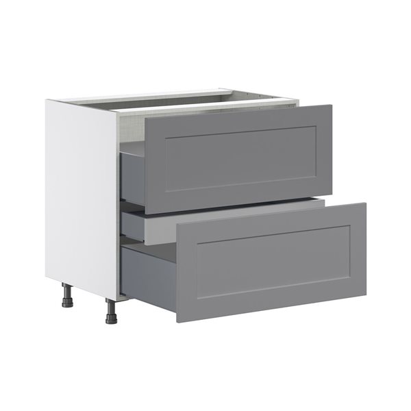 Hugo&Borg Beaumont 36 x 34.5 x 24.88-in Painted Slate Grey Drawer Base Semi-Custom Cabinet