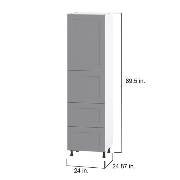 Hugo&Borg Beaumont 24 x 89.5 x 24.88-in Painted Slate Grey Door and Drawer Pantry Semi-Custom Cabinet