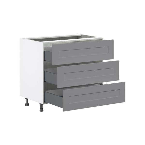 Hugo&Borg Beaumont 36 x 34.5 x 24.88-in Painted Slate Grey Drawer Base Semi-Custom Cabinet