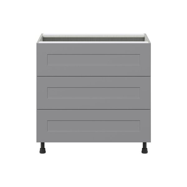 Hugo&Borg Beaumont 36 x 34.5 x 24.88-in Painted Slate Grey Drawer Base Semi-Custom Cabinet