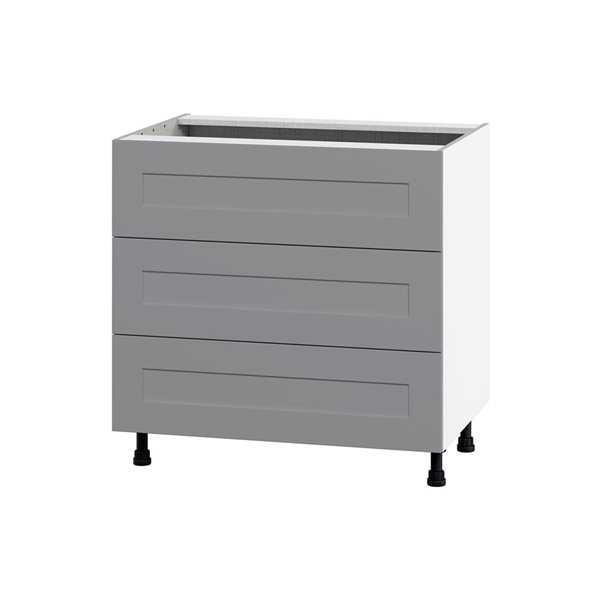 Hugo&Borg Beaumont 36 x 34.5 x 24.88-in Painted Slate Grey Drawer Base Semi-Custom Cabinet