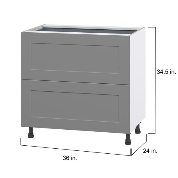 Hugo&Borg Beaumont 36 x 34.5 x 24.88-in Painted Slate Grey Drawer Base Semi-Custom Cabinet