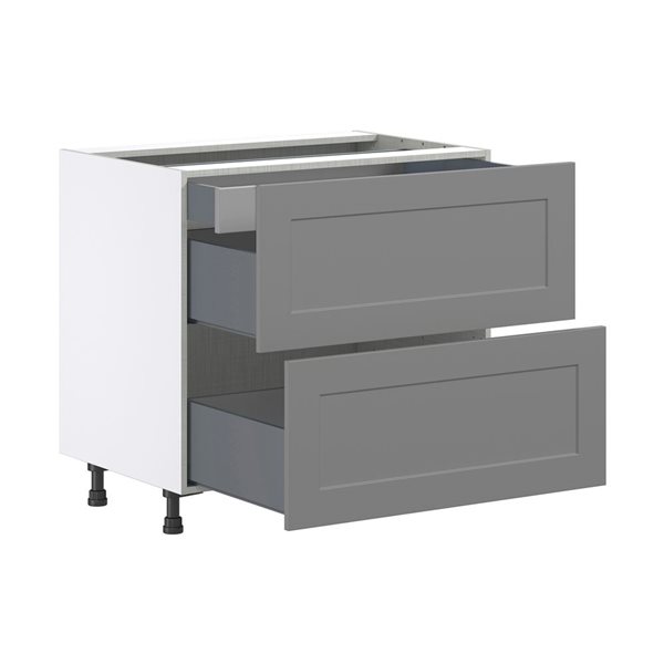 Hugo&Borg Beaumont 36 x 34.5 x 24.88-in Painted Slate Grey Drawer Base Semi-Custom Cabinet