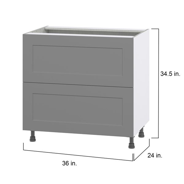 Hugo&Borg Beaumont 36 x 34.5 x 24.88-in Painted Slate Grey Drawer Base Semi-Custom Cabinet