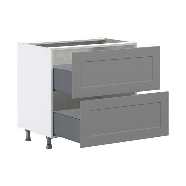 Hugo&Borg Beaumont 36 x 34.5 x 24.88-in Painted Slate Grey Drawer Base Semi-Custom Cabinet