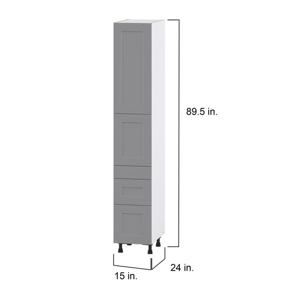 Hugo&Borg Beaumont 15 x 89.5 x 24.88-in Painted Slate Grey Door and Drawer Pantry Semi-Custom Cabinet