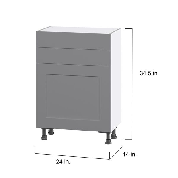 Hugo&Borg Beaumont 24 x 34.5 x 14.88-in Painted Slate Grey Door and Drawer Base Semi-Custom Cabinet