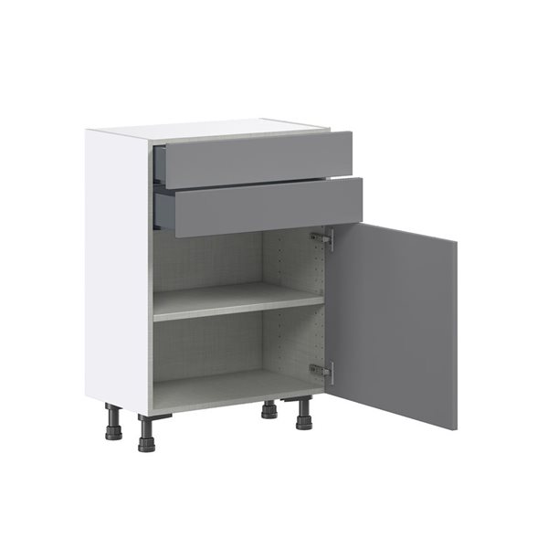 Hugo&Borg Beaumont 24 x 34.5 x 14.88-in Painted Slate Grey Door and Drawer Base Semi-Custom Cabinet