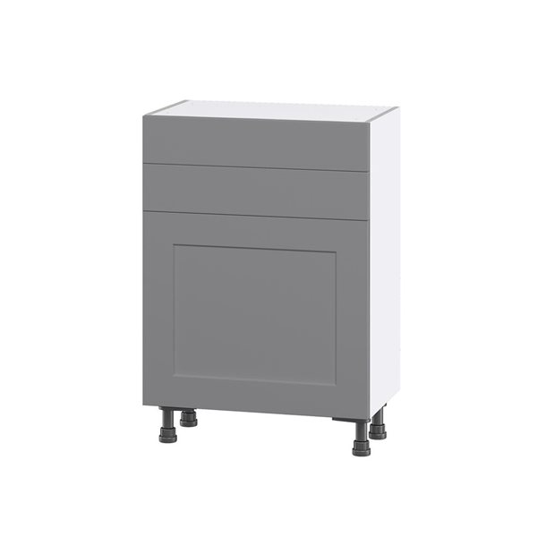 Hugo&Borg Beaumont 24 x 34.5 x 14.88-in Painted Slate Grey Door and Drawer Base Semi-Custom Cabinet