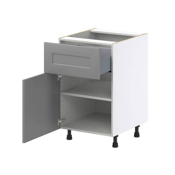 Hugo&Borg Beaumont 21 x 34.5 x 24.88-in Painted Slate Grey Door and Drawer Base Semi-Custom Cabinet