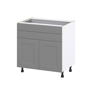 Hugo&Borg Beaumont 33 x 34.5 x 24.88-in Painted Slate Grey Door and Drawer Base Semi-Custom Cabinet