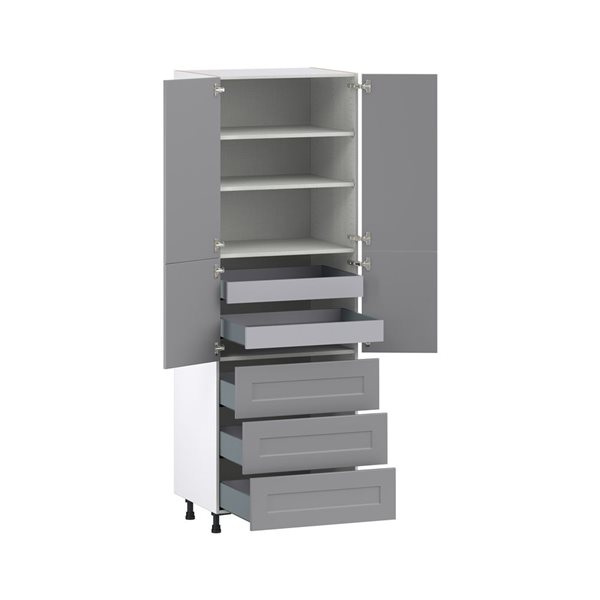 Hugo&Borg Beaumont 30 x 89.5 x 24.88-in Painted Slate Grey Door and Drawer Pantry Semi-Custom Cabinet