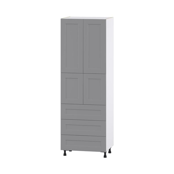 Hugo&Borg Beaumont 30 x 89.5 x 24.88-in Painted Slate Grey Door and Drawer Pantry Semi-Custom Cabinet