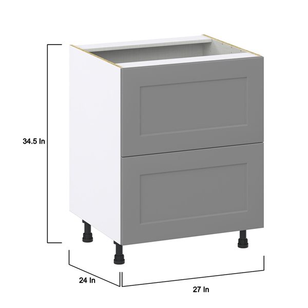 Hugo&Borg Beaumont 27 x 34.5 x 24.88-in Painted Slate Grey Drawer Base Semi-Custom Cabinet