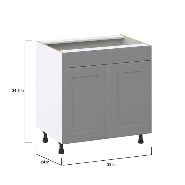 Hugo&Borg Beaumont 33 x 34.5 x 24.88-in Painted Slate Grey Door and Drawer Base Semi-Custom Cabinet