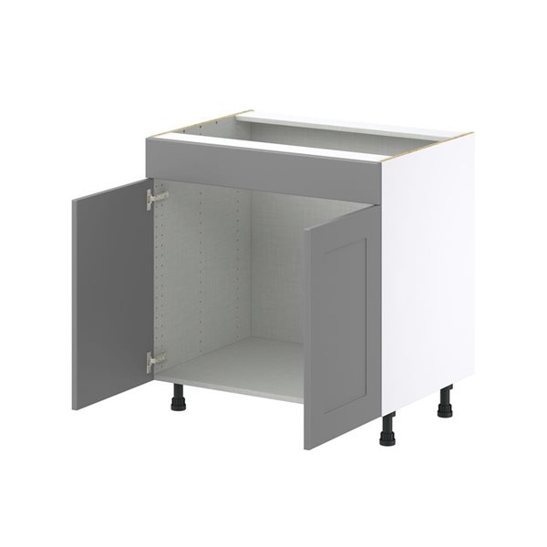 Hugo&Borg Beaumont 33 x 34.5 x 24.88-in Painted Slate Grey Door and Drawer Base Semi-Custom Cabinet