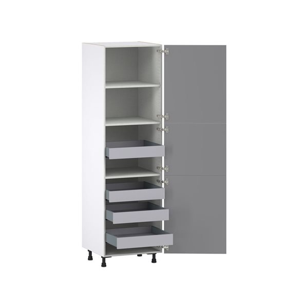 Hugo&Borg Beaumont 24 x 84.5 x 24.88-in Painted Slate Grey Door and Drawer Pantry Semi-Custom Cabinet