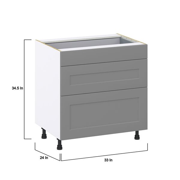 Hugo&Borg Beaumont 33 x 34.5 x 24.88-in Painted Slate Grey Drawer Base Semi-Custom Cabinet