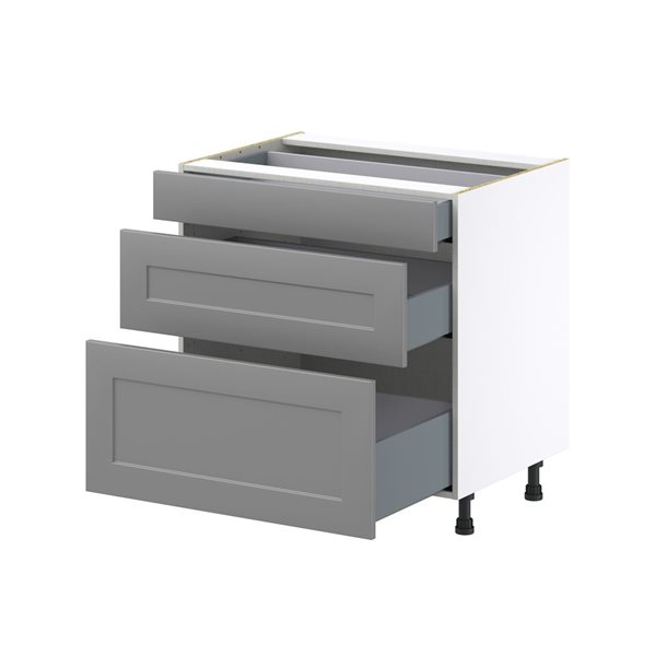 Hugo&Borg Beaumont 33 x 34.5 x 24.88-in Painted Slate Grey Drawer Base Semi-Custom Cabinet