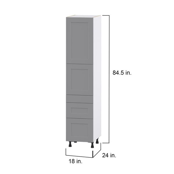 Hugo&Borg Beaumont 18 x 84.5 x 24.88-in Painted Slate Grey Door and Drawer Pantry Semi-Custom Cabinet