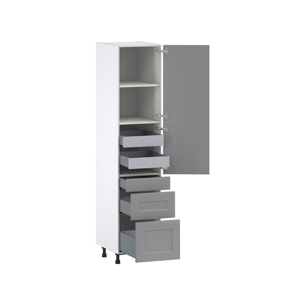 Hugo&Borg Beaumont 18 x 84.5 x 24.88-in Painted Slate Grey Door and Drawer Pantry Semi-Custom Cabinet