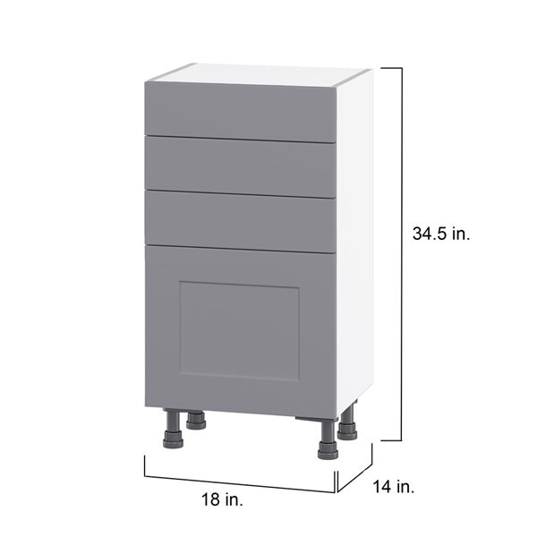 Hugo&Borg Beaumont 18 x 34.5 x 14.88-in Painted Slate Grey Door and Drawer Base Semi-Custom Cabinet