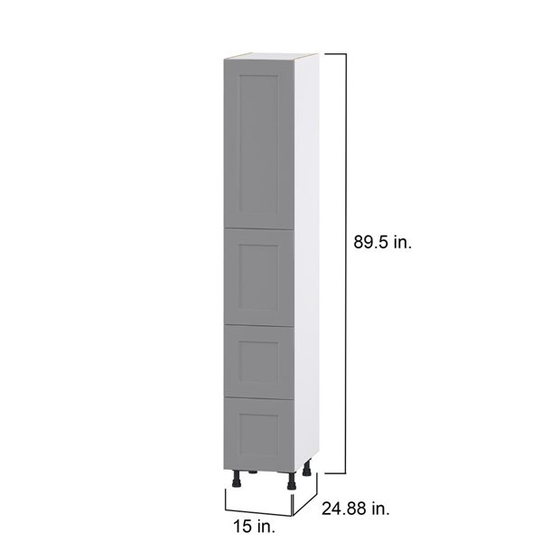 Hugo&Borg Beaumont 15 x 89.5 x 24.88-in Painted Slate Grey Door and Drawer Pantry Semi-Custom Cabinet