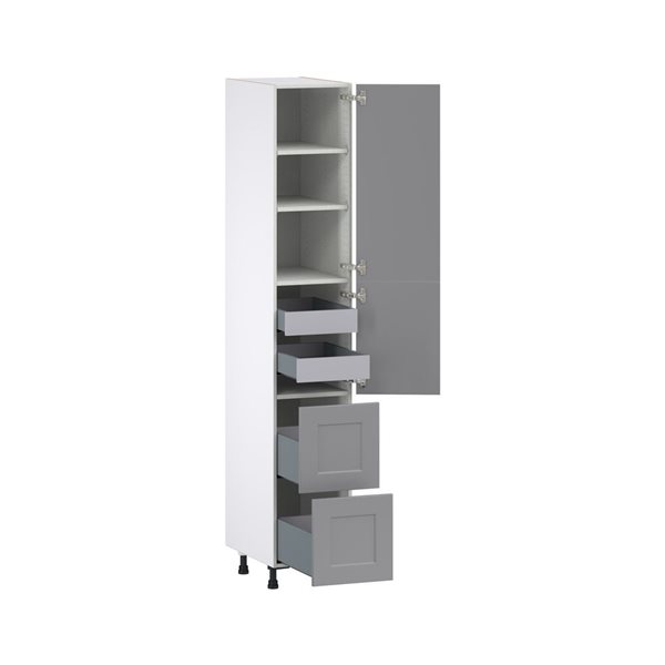 Hugo&Borg Beaumont 15 x 89.5 x 24.88-in Painted Slate Grey Door and Drawer Pantry Semi-Custom Cabinet