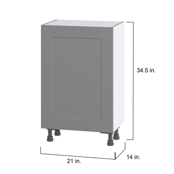 Hugo&Borg Beaumont 21 x 34.5 x 14.88-in Painted Slate Grey Door Base Semi-Custom Cabinet