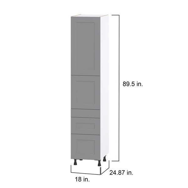 Hugo&Borg Beaumont 18 x 89.5 x 24.88-in Painted Slate Grey Door and Drawer Pantry Semi-Custom Cabinet