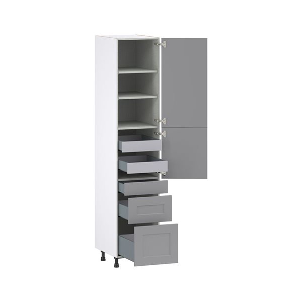 Hugo&Borg Beaumont 18 x 89.5 x 24.88-in Painted Slate Grey Door and Drawer Pantry Semi-Custom Cabinet