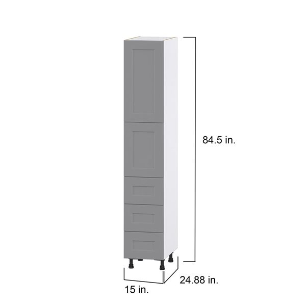 Hugo&Borg Beaumont 15 x 84.5 x 24.88-in Painted Slate Grey Door and Drawer Pantry Semi-Custom Cabinet