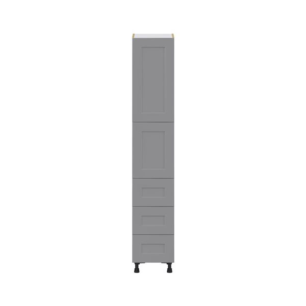 Hugo&Borg Beaumont 15 x 84.5 x 24.88-in Painted Slate Grey Door and Drawer Pantry Semi-Custom Cabinet