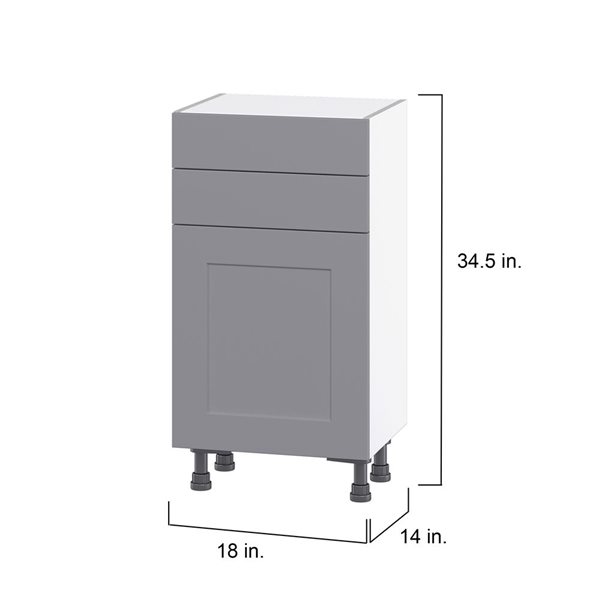 Hugo&Borg Beaumont 18 x 34.5 x 14.88-in Painted Slate Grey Door and Drawer Base Semi-Custom Cabinet