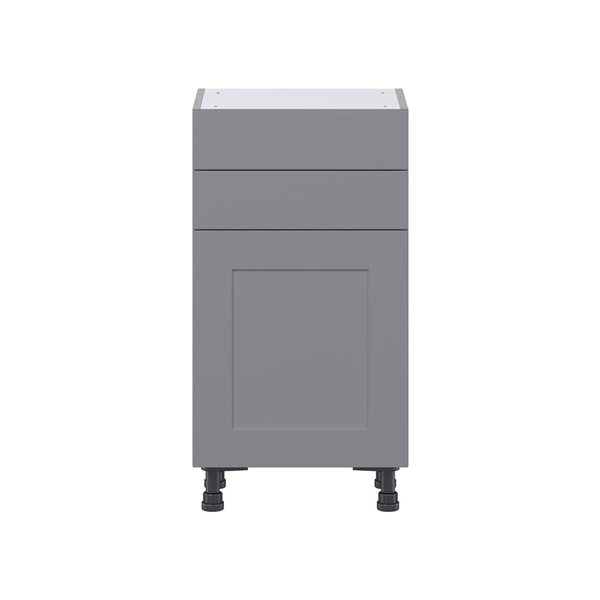 Hugo&Borg Beaumont 18 x 34.5 x 14.88-in Painted Slate Grey Door and Drawer Base Semi-Custom Cabinet